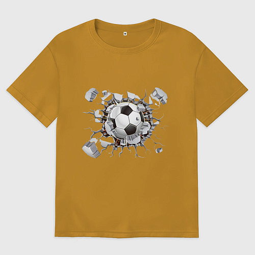 Мужская футболка оверсайз Футбол внутри / Горчичный – фото 1