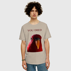 Футболка оверсайз мужская Красный попугай, цвет: миндальный — фото 2