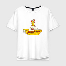 Мужская футболка оверсайз The Beatles Yellow Submarine в дудл стиле