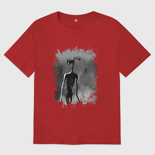 Мужская футболка оверсайз СИРЕНОГОЛОВЫЙ В ТУМАНЕ / Красный – фото 1