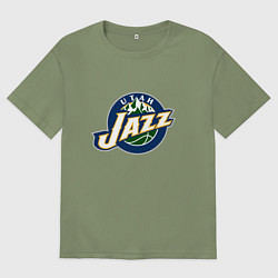 Футболка оверсайз мужская Юта Джаз, цвет: авокадо