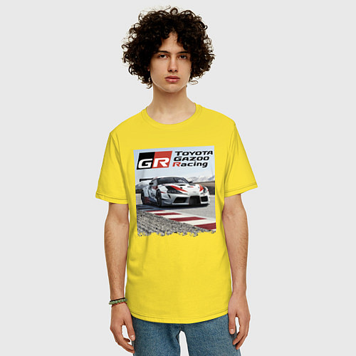 Мужская футболка оверсайз Toyota Gazoo Racing - легендарная спортивная коман / Желтый – фото 3