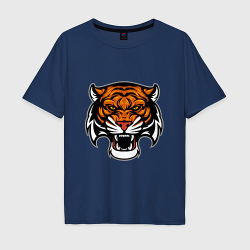 Мужская футболка оверсайз Tiger Cool / Тёмно-синий – фото 1