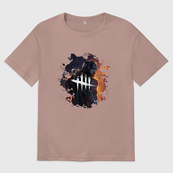 Футболка оверсайз мужская DEAD BY DAYLIGHT LOGO HUNTER ОХОТНИК DBD, цвет: пыльно-розовый