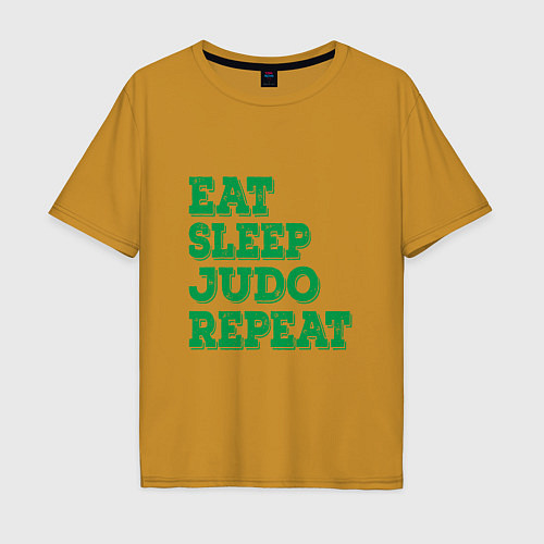 Мужская футболка оверсайз Eat - Sleep - Judo / Горчичный – фото 1