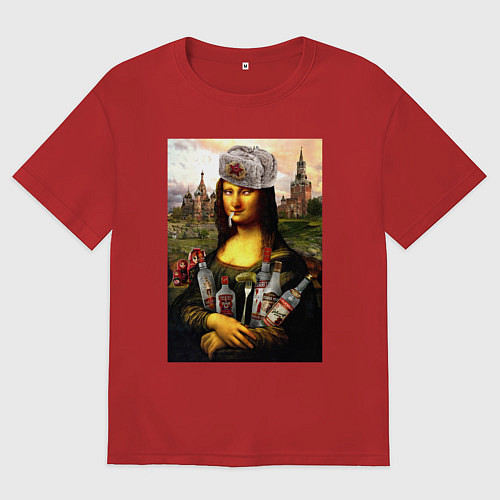 Мужская футболка оверсайз MONA LISA FROM RUSSIA / Красный – фото 1