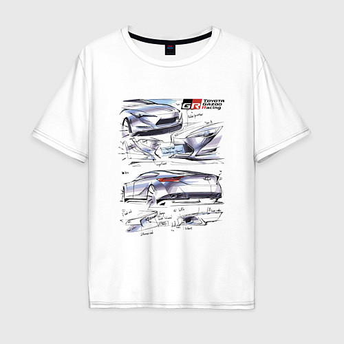 Мужская футболка оверсайз Toyota Gazoo Racing sketch / Белый – фото 1