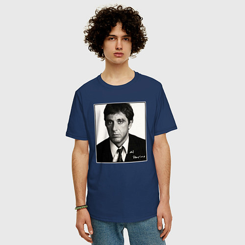 Мужская футболка оверсайз Аль Пачино Al Pacino / Тёмно-синий – фото 3