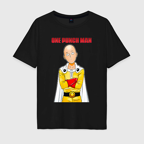 Мужская футболка оверсайз Сайтама безразличие One Punch-Man / Черный – фото 1
