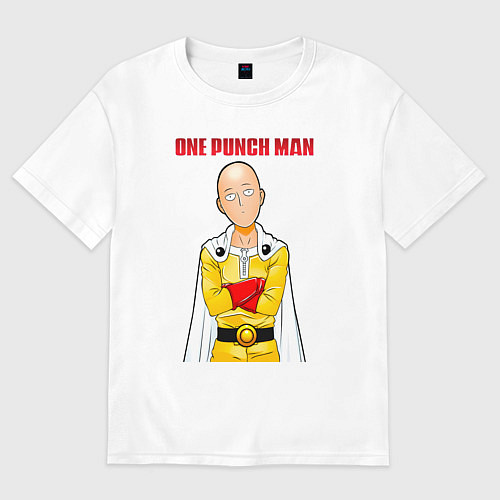 Мужская футболка оверсайз Сайтама безразличие One Punch-Man / Белый – фото 1