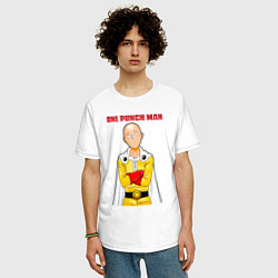 Футболка оверсайз мужская Сайтама безразличие One Punch-Man, цвет: белый — фото 2