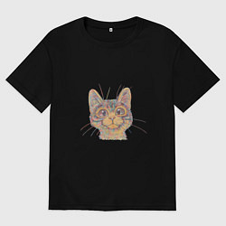 Мужская футболка оверсайз A 018 Цветной кот