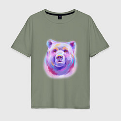 Мужская футболка оверсайз Неоновый медведь