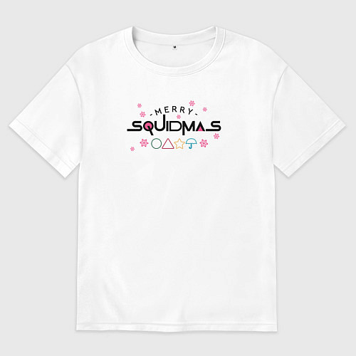 Мужская футболка оверсайз Merry Squidmas he elements / Белый – фото 1