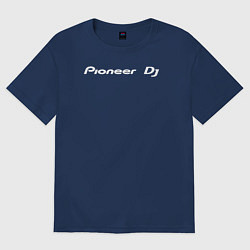 Футболка оверсайз мужская Pioneer DJ - Logo White, цвет: тёмно-синий