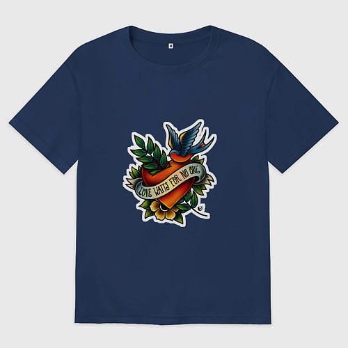 Мужская футболка оверсайз Любовь никого не ждет / Тёмно-синий – фото 1