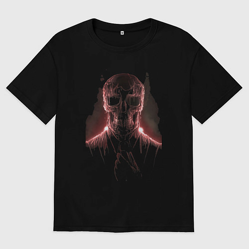 Мужская футболка оверсайз Зомби в галстуке / Черный – фото 1