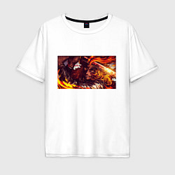 Мужская футболка оверсайз Взгляд Ренгоку Клинок рассекающий демонов