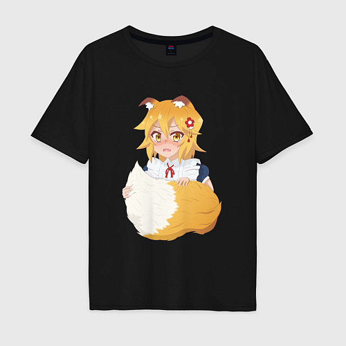 Мужская футболка оверсайз Сенко в костюме горничная / Черный – фото 1