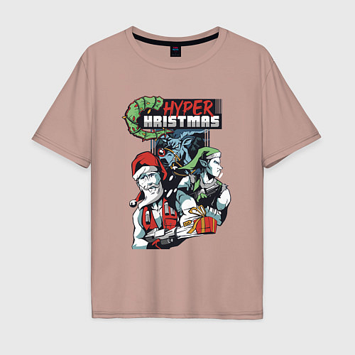 Мужская футболка оверсайз Hyper Christmas / Пыльно-розовый – фото 1