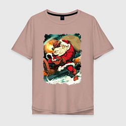 Мужская футболка оверсайз Дед Мороз спешит с подарками