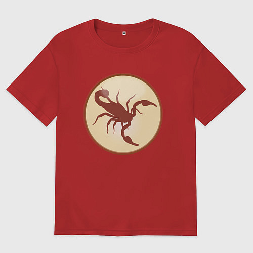 Мужская футболка оверсайз Скорпион бежевый / Красный – фото 1