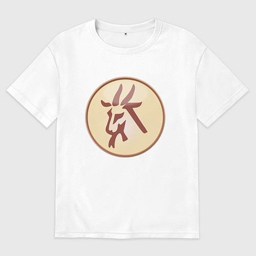 Мужская футболка оверсайз Козерог бежевый / Белый – фото 1