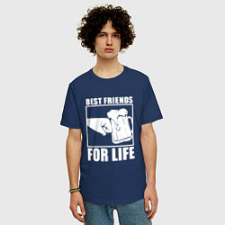Футболка оверсайз мужская Best Friends For Life-Кулак встрою, цвет: тёмно-синий — фото 2