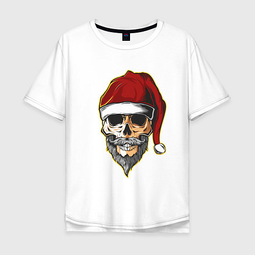 Мужская футболка оверсайз Santa Skull / Белый – фото 1