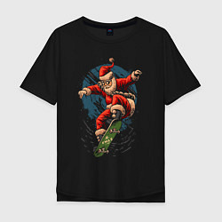 Мужская футболка оверсайз Santa on a skateboard