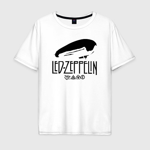 Мужская футболка оверсайз Дирижабль Led Zeppelin с лого участников / Белый – фото 1