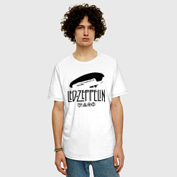 Футболка оверсайз мужская Дирижабль Led Zeppelin с лого участников, цвет: белый — фото 2