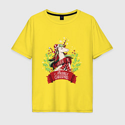 Мужская футболка оверсайз Christmas Unicorn