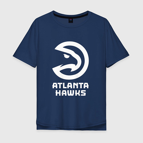 Мужская футболка оверсайз Атланта Хокс, Atlanta Hawks / Тёмно-синий – фото 1