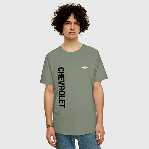 Мужская футболка оверсайз Шевроле Логотип / Авокадо – фото 3