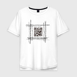 Футболка оверсайз мужская QR за колючкой, цвет: белый