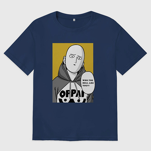 Мужская футболка оверсайз Кто ты, черт возьми ?? / Тёмно-синий – фото 1