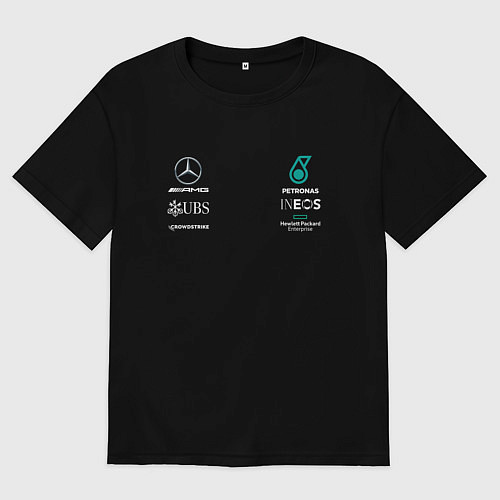 Мужская футболка оверсайз Merсedes PETRONAS / Черный – фото 1