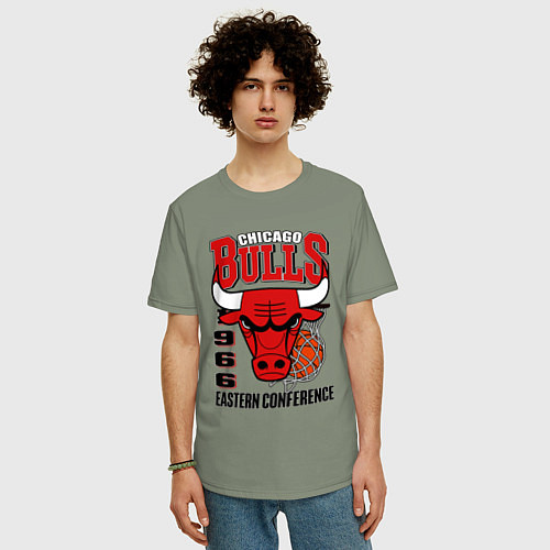 Мужская футболка оверсайз Chicago Bulls NBA / Авокадо – фото 3