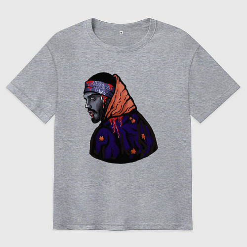 Мужская футболка оверсайз Опасный Многознаал / Меланж – фото 1