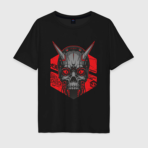 Мужская футболка оверсайз SHLSHK Cyber Skull Collection / Черный – фото 1