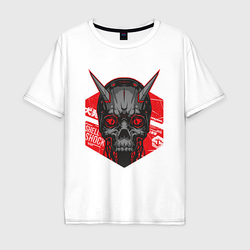 Мужская футболка оверсайз SHLSHK Cyber Skull Collection / Белый – фото 1