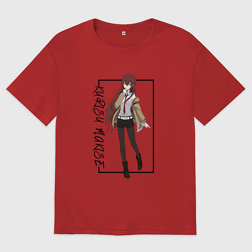 Мужская футболка оверсайз Курису Макисэ Врата Штейна / Красный – фото 1