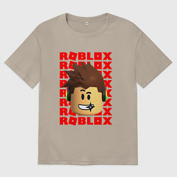 Футболка оверсайз мужская ROBLOX RED LOGO LEGO FACE, цвет: миндальный