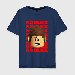 Мужская футболка оверсайз ROBLOX RED LOGO LEGO FACE