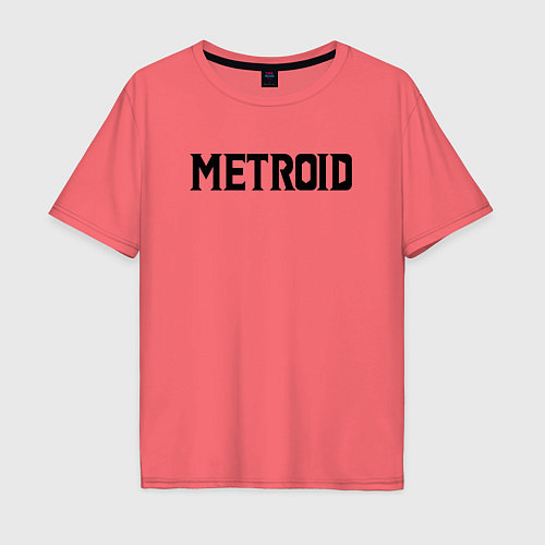 Мужская футболка оверсайз Metroid Dread Black Logo / Коралловый – фото 1