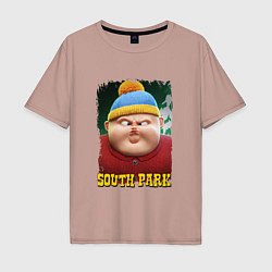 Футболка оверсайз мужская Eric Cartman 3D South Park, цвет: пыльно-розовый