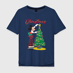 Футболка оверсайз мужская Mickeys Christmas, цвет: тёмно-синий