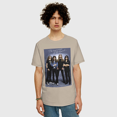 Мужская футболка оверсайз Ты помнишь, как всё начиналось? / Миндальный – фото 3