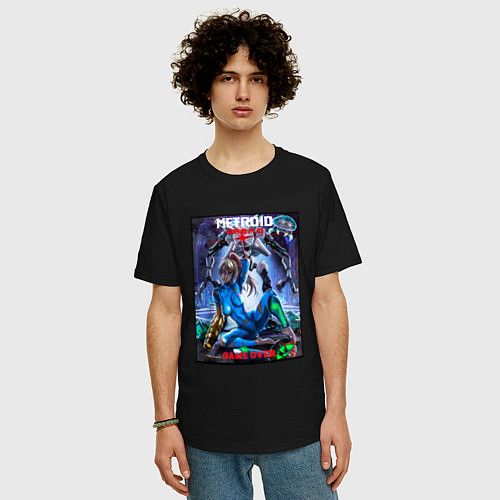 Мужская футболка оверсайз Poster Game Over Metroid Dread / Черный – фото 3
